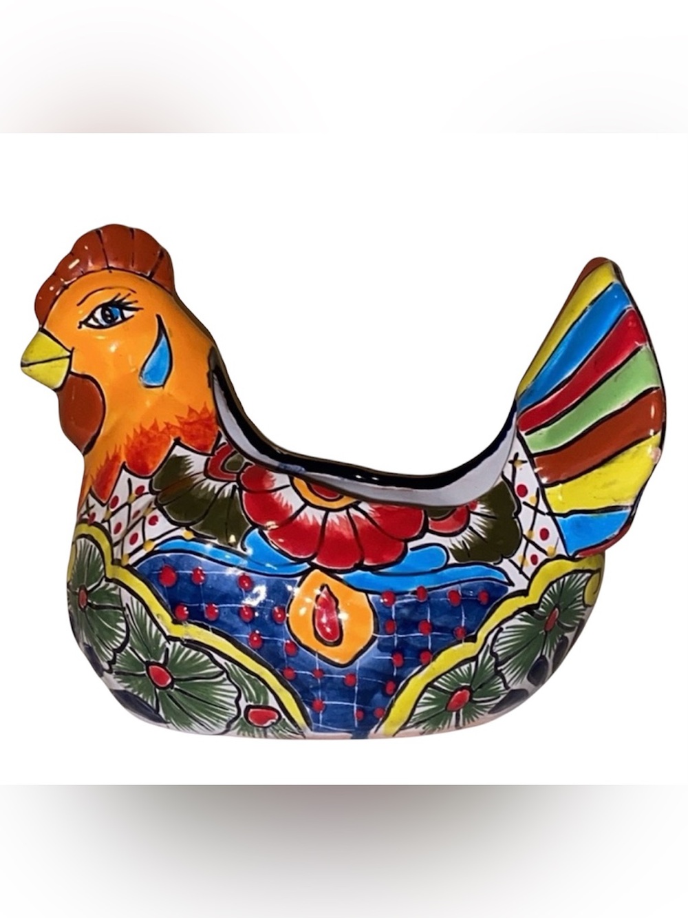 Vintage 90’s Talavera Pottery Chicken Planter